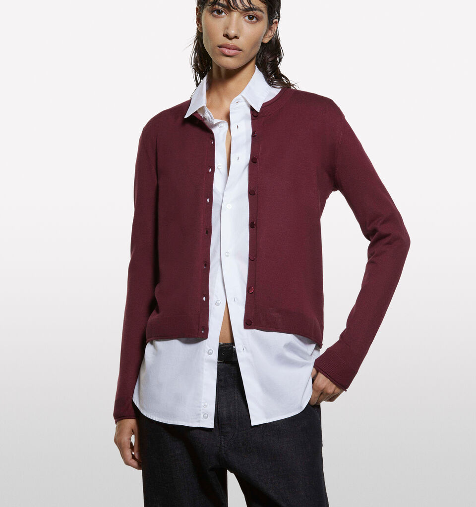 Burgundy regular fit cardigan - women's cardigans - Burgundy | Sisley image number 3